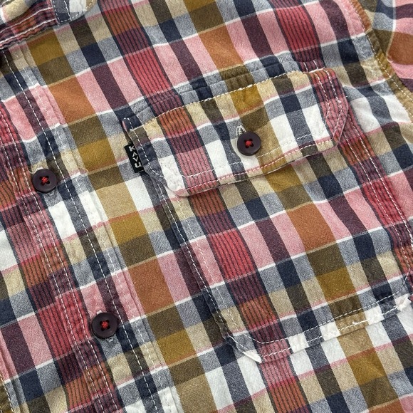 KAVU Short‎ Sleeve Button Up Multicolor Plaid Shirt Men's Size L Coastal Hiking - Picture 4 of 10